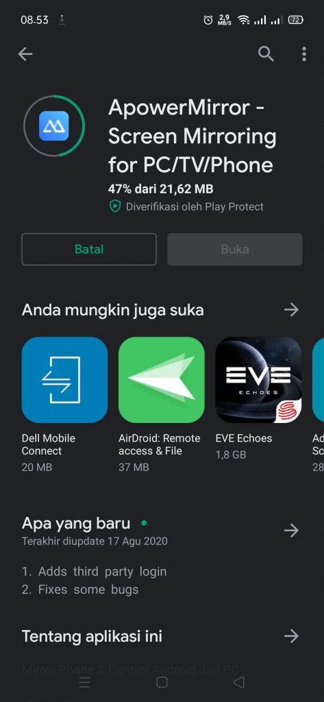 Instal ApowerMirror di Android - 2