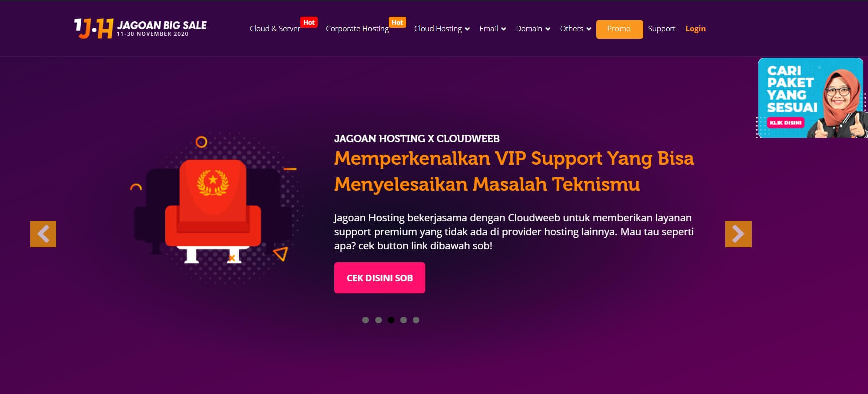 tampilan website jagoan hosting