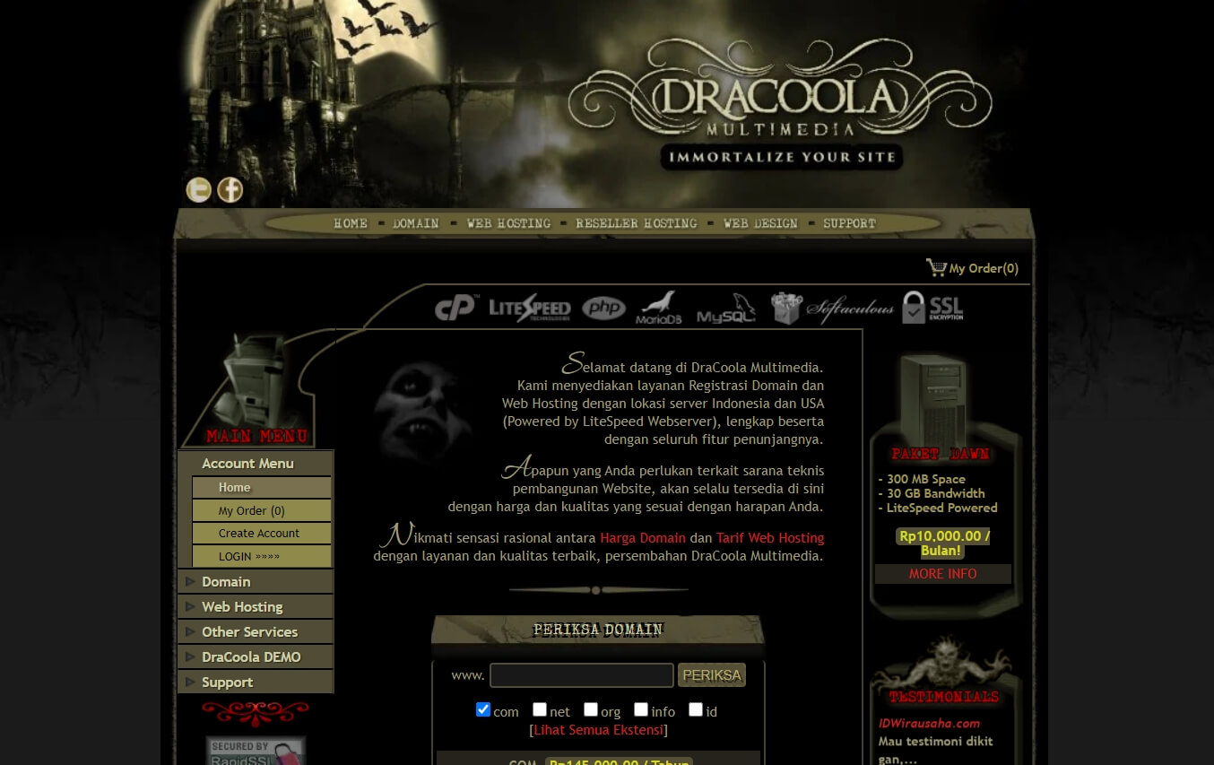 tampilan website dracoola multimedia