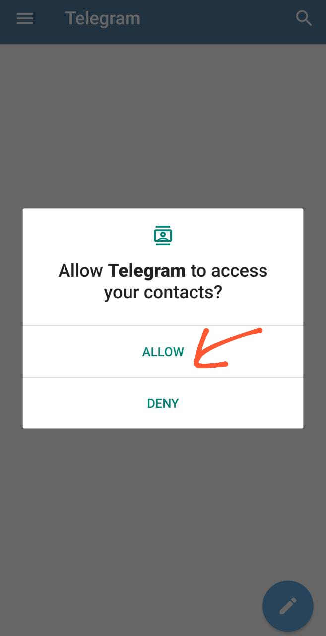 ijinkan telegram akses kontak