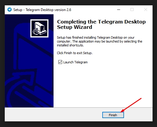 klik finish aplikasi telegram akan jalan